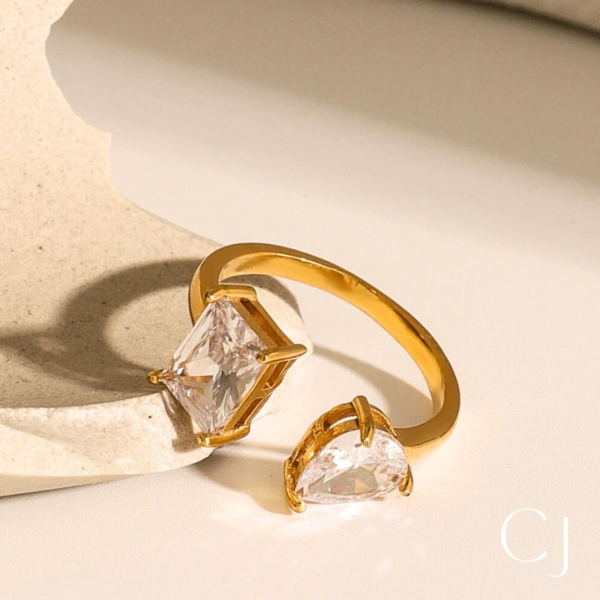 Bague acier double Zircon