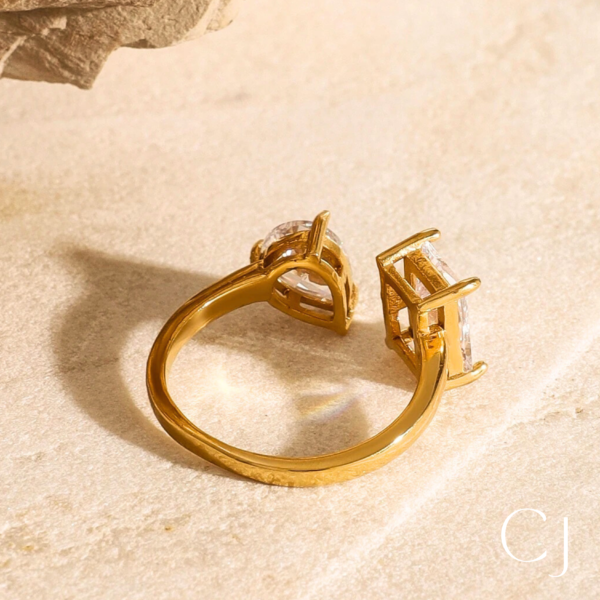 Bague acier double Zircon