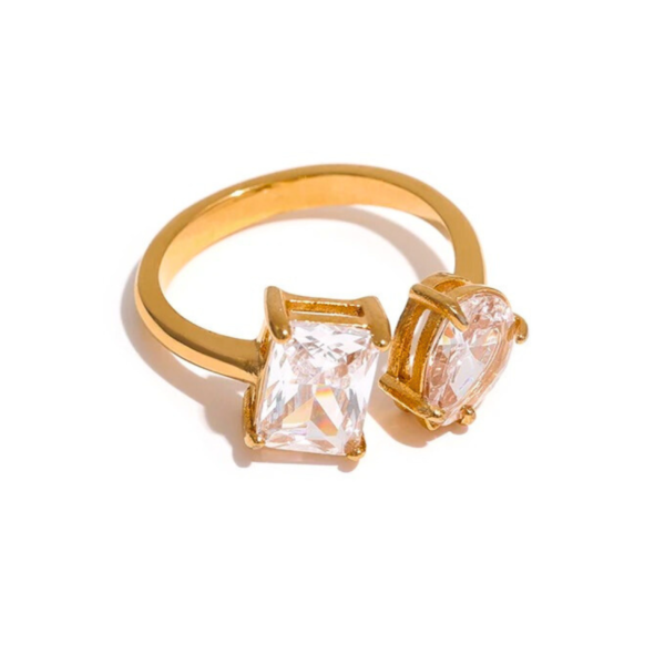 Bague acier double Zircon
