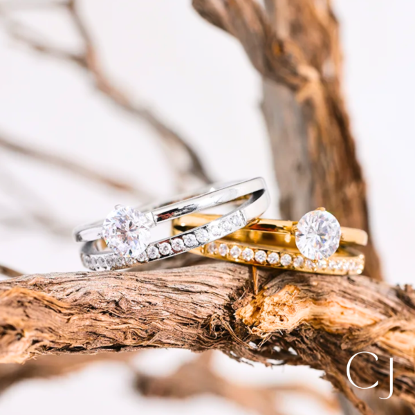 Bague double acier inoxydable et Zircon