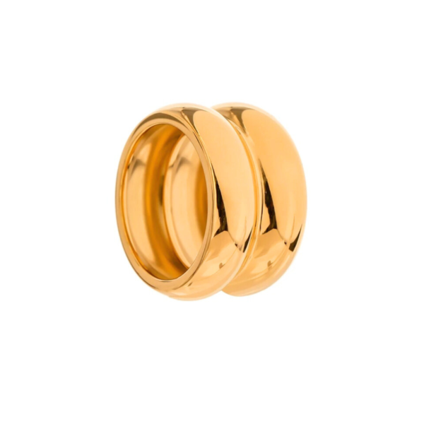 Bague double rond Acier inoxydable Or