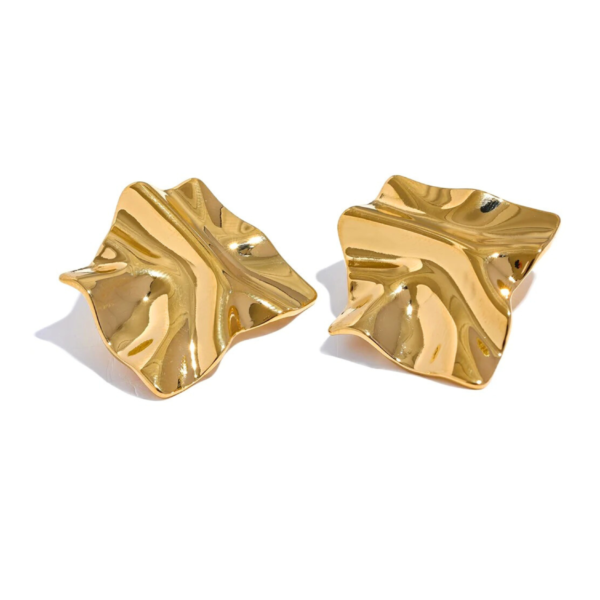 Boucles d'oreilles acier inoxydable Feuilles Or