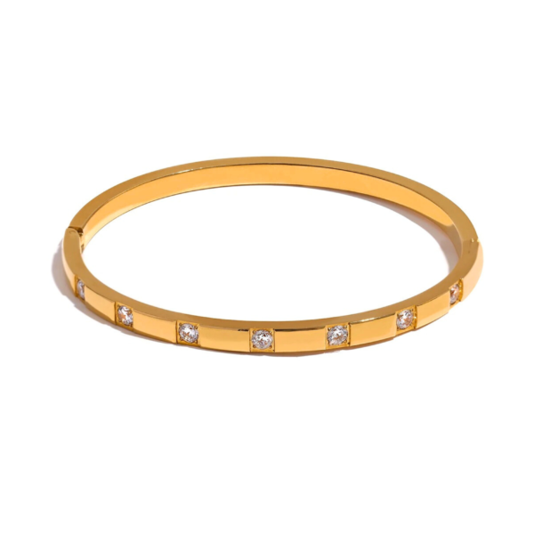 Bracelet Jonc en acier inoxydable Zircon Or