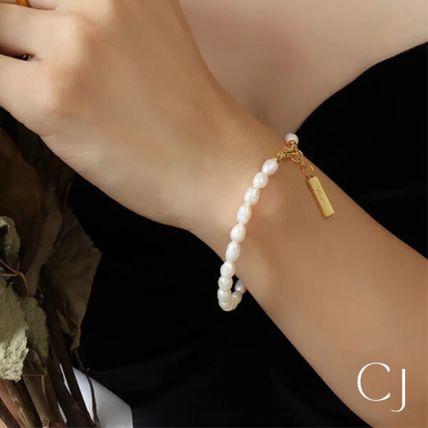Bracelet Love Perle de culture et acier inoxydable