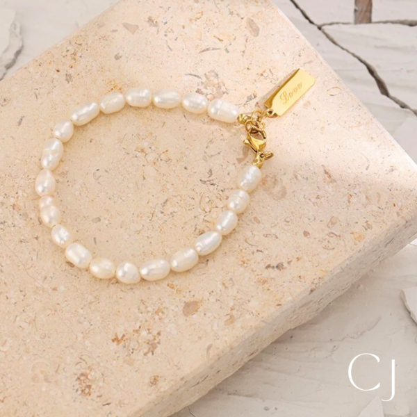 Bracelet Love Perle de culture et acier inoxydable