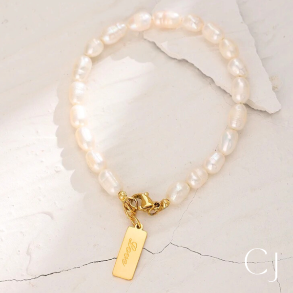 Bracelet Love Perle de culture et acier inoxydable