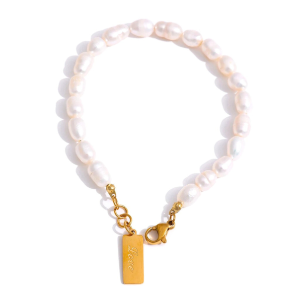 Bracelet Love Perle de culture et acier inoxydable