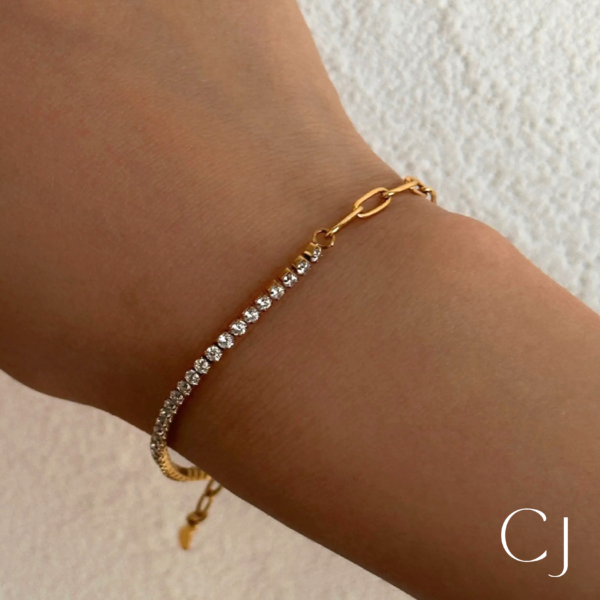 Bracelet maillon acier inoxydable et zircon