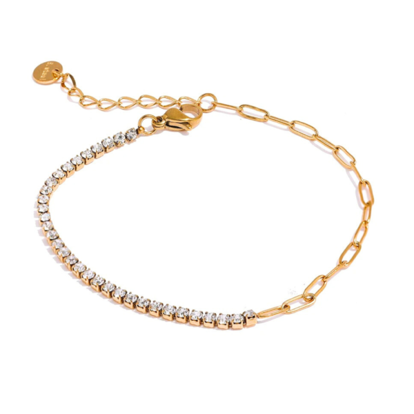 Bracelet maillon acier inoxydable et zircon
