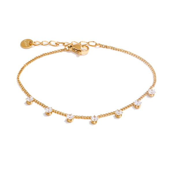 Bracelet pierres de Zircon acier inoxydable Or