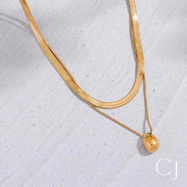 Collier double goutte acier inoxydable