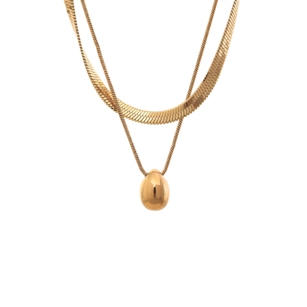 Collier double goutte acier inoxydable Or