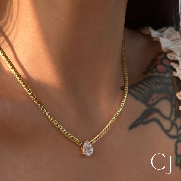 Collier goutte Zircon acier inoxydable
