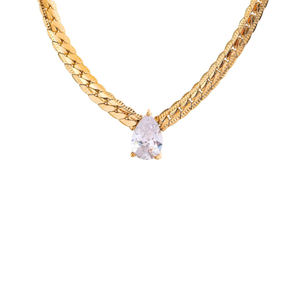 Collier goutte Zircon acier inoxydable
