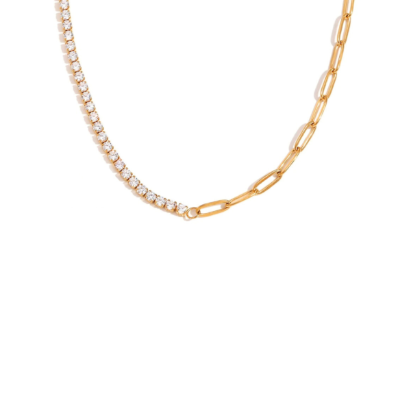 Collier maillon acier inoxydable et Zircon