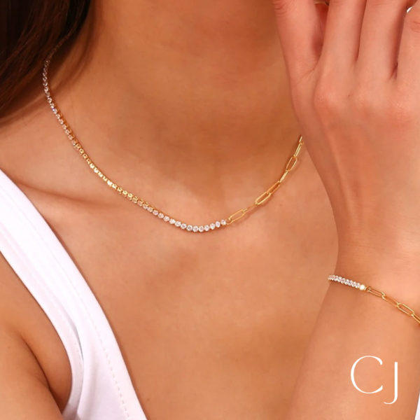 Collier maillon acier inoxydable et Zircon