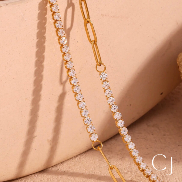 Collier maillon acier inoxydable et Zircon