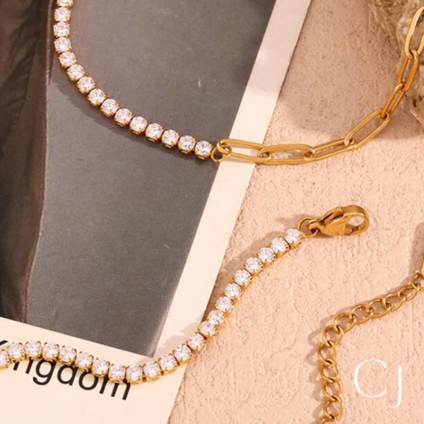 Collier maillon acier inoxydable et Zircon